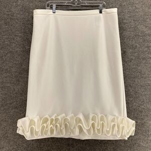 Studio EY Skirt Women 1X Plus White A-Line Midi Zipper Mid Rise Casual Solid